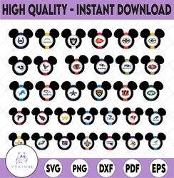 Mickey Mouse NFL Teams SVG, Sports Ball Team, Ears Head Bow, Svg and Png Formats, Mickey ball Svg