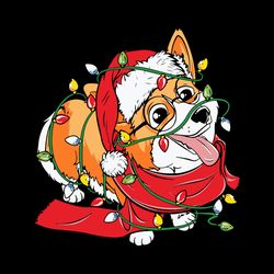 Corgi Christmas PNG Digital File Download Funny Christmas Christmas Light Santa Hat Cute Dog Chris , silhouette svg fies