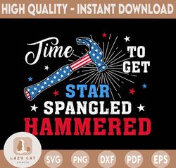 Time To Get Star Spangled Hammered Png, Independence Day Png, Funny Fourth Of July, Star And Stripes Splatter Paint Png
