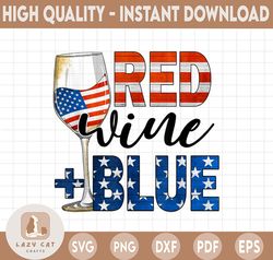Red Wine Blue 4th July Png, 4th Of July PNG, Patriotic Wine Glasses PNG, Red Wine And Blue 4th Of July Glasses, American