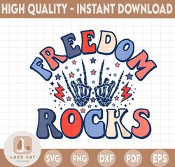Retro 4th Of July Png, Freedom Rocks Png, Rocker Skeleton Png, Fourth Of July, 4th Of July Sublimation Design, America