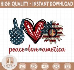 Peace Love America July 4th America summer Sublimation PNG Digital File