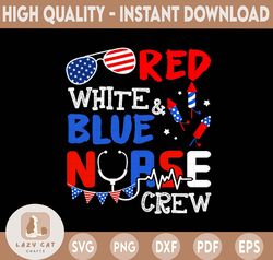 Red White Blue Nurse Crew Sunglasses 4th Of July PNG File Sublimation