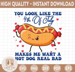 You Look Like The 4th Of July Makes Me Want A Hot Dog Real Bad PNG FILE, Sublimation Design, Digital Download, Smiley