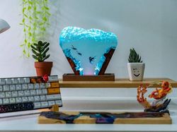 Octopus Shipwreck, Pirate ship, Epoxy Resin Table Lamp, Wreck Miniature, Home decor, Kids gift, Gift for him, ocean resi