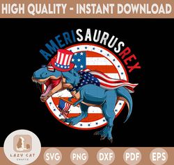 America Saurus Rex PNG Digital File, Patriotic Dinosaur Design Download, Dinosaur 4th of July Png, Amerisaurus Rex File