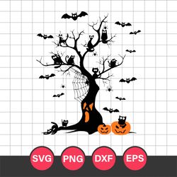 Black Cat Halloween Tree Svg, Halloween Svg, Png Dxf Eps File