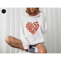 Strawberry Sweatshirt, Strawberry Hoodie, Strawberry Top Garden T-Shirt, Aesthetic Cottagecore Clothes, Botanical Shirt