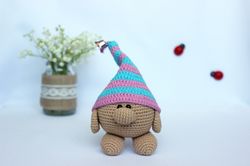 Gnome soft toy gift children, handmade gnome amigurumi plush, crochet leprechaun valentines day