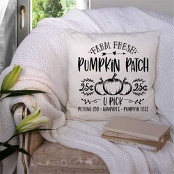 Pillow Case Pumpkin Patch - Farm Fresh - U Pick - Hayrides - Pumpkin Toss - Petting Zoo. Cute pillow cover with fall mot