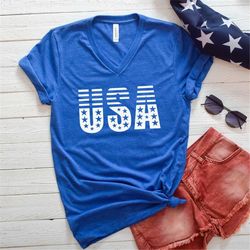 USA VNeck / 4th of July VNeck / Independence Day Vneck / Patriotic VNeck Shirt / Men Women Unisex