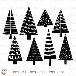 Christmas Tree Svg, Christmas Tree Stencil, Christmas Tree Cricut, Linocut Png, Christmas Tree Silhouette