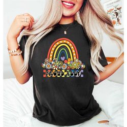 Rainbow Colors Pride Ally Shirt, Cute Pride Shirt, Pride Month Gift, Groovy Pride Shirt, Love Is Love Tshirt, LGBTQ Gift