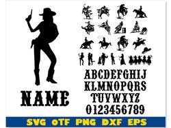 Western Rodeo Cowboy SVG Bundle | cowboy svg for woman, western font svg, western font bundles, western font ttf