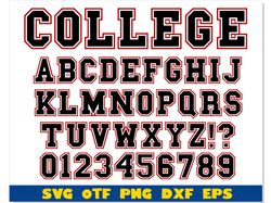 College font svg, College font otf, College font png, College letters, College shirt svg, Varsity font svg, Sport font