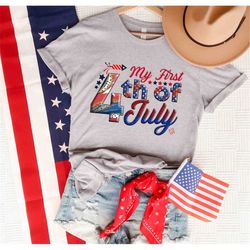 My First 4th of July T-shirt, 4th of July Outfit , Kids and Baby's First 4th of July , Patriotic Baby Shirt , Baby Showe