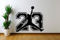 Michael Jordan Sticker, Chicago Bulls, 23 Number, NBA, Sport, Basketball Stars, Wall Sticker Vinyl Decal Mural Art Decor