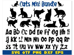 Cat svg Bundle | Cat Font svg, Cat Silhouette svg, Cat Font svg, Cat Font otf, Cat letters svg, Cat png, Cat svg Cricut
