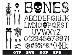 Bones font otf, Bones font svg, Skeleton Parts svg, Halloween font svg, Skeleton Bones svg, Skeleton font, Halloween svg