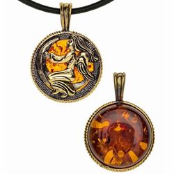 Virgo Necklace Zodiac sign Medallion Amulet necklace Amber jewelry round sun pendant Unusual gifts men friend Jewelry