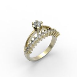 3d model of a jewelry ring with a large gemstones for printing. Engagement ring. 3d printing