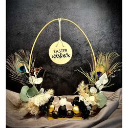 Easter Wreath Egg, Golden Egg Wreath, Easter Gifts, Bunny Wreath, Easter Home Decoration, Standing Easter Wreath, Minima