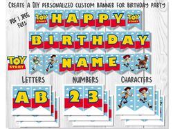 Toy Story Birthday Banner Printable PDF | JPEG, Toy Story Printable Happy Birthday Banner Letters Numbers