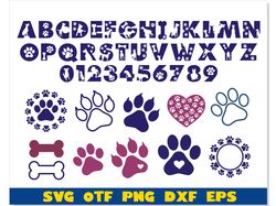 Dog Bundle | Dog Font otf, Dog Font svg, Dog Paw svg, Dog Font png, Dog Bone svg, Dog letters svg, Dog Font ttf, Dog svg
