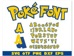 Pokemon Font SVG Cricut Layered | Pokemon Font TTF | Pokemon Font PNG