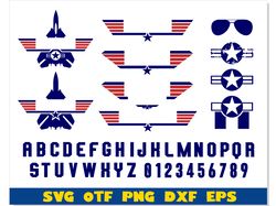 Top Gun Bundle SVG | Top Gun Logo Emblem DIY Personalize | Top Gun Logo Emblem svg png, Top Gun font svg otf
