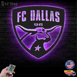 FC Dallas Metal Sign, MLS Logo Metal Led Wall Sign, MLS Metal, FC Dallas LED Metal Wall Art, Decor CNC Cut