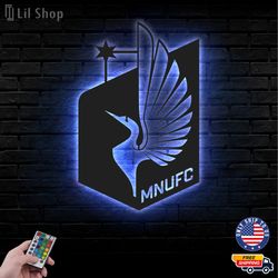Minnesota United FC Metal Sign, MLS Logo Metal Led Wall Sign, MLS Metal, The Loons LED Metal Wall Art, Decor CNC Cut