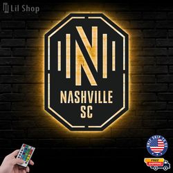 Nashville SC Metal Sign, MLS Logo Metal Led Wall Sign, MLS Metal, Nashville SC LED Metal Wall Art