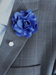 royal blue lapel pin, fiance boutonniere, royal blue wedding boutonniere, tuxedo boutonniere, royal blue boutonniere