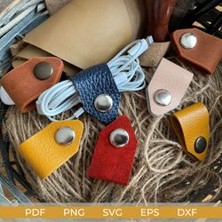 cord holder pdf pattern, leather earphone/cable holder pdf pattern, cable holder template, headphone keeper pattern