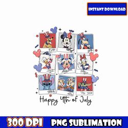 Retro Mickey and Friends 4th of July PNG, Mouse And Friends Happy 4th Of July Png, Est 1776, Independence Day Png