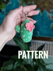 Easy crochet pattern cactus keychain accessories. Kawaii tutorial. DIY crochet decorations