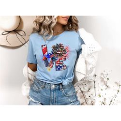 America Shirt, Love America Shirt, 4th Of July Shirt, Fourth of July, Sunflower America Shirt, Memorial Day Shirt, Indep