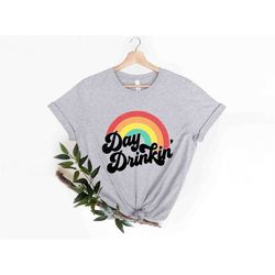 Day Drinkin' Vintage Rainbow T-shirt, Vacation Mode Shirt, Summer Shirt, Matching Vacation Shirt, Weekend Trip, Funny Dr