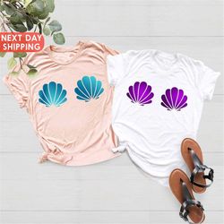 Clam Sea Shell T-shirt, Shell Bra Shirt, Seashell Boob Shirt, Seashell Bra Party Tee, Mermaid Shirt, Seashell Brassiere