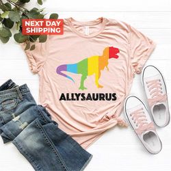 Pride Shirt, Dinosaur in Rainbow Flag Shirt, Allysaurus Shirt, LGBT Ally Shirt, Pride Month Shirts, LGBT Pride, Proud Al