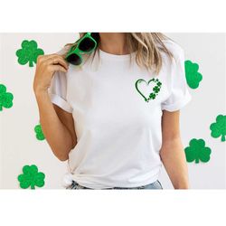 Pocket Size Clover Heart Sweatshirt, Irish Day Sweatshirt, Shamrock Heart Shirt, Saint Patrick's Shirt, Irish Day Shirt,