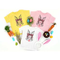 Cute Bunny With Bandana Heart Glasses Bubblegum Sweatshirt, Easter shirt, Bunny Easter Shirt, Kid Easter Shirt, Custom E