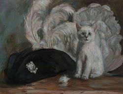 Oil painting cat kitten artwork original art on canvas