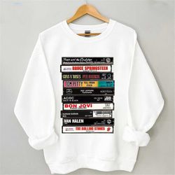 Rock Cassettes Crewneck Sweatshirt, Retro Rock Band SweatShirt, Retro Sweatshirt, Rock Cassette Tapes shirt,80's Rock Gr