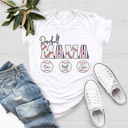 baseball game day tshirt, custom children name on baseball mom t shirt, baller mom shirt, personalized baseball mom shir