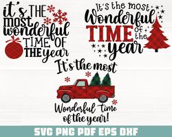 Its The Most Wonderful Time Of The Year x3 Svg, Eps, Png, Dxf, Pdf, Christmas Commercial, Plaid Xmas Svg, Wonderful Time