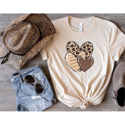 Leopard Heart Shirt, Valentine Woman Girl Gift, Gift for Her, Valentine Women Girls Outfit, Valentine Heart Trendy Leopa