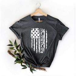 Papa Shirt with US Flag, Trendy Father's Day Shirt, Papa Birthday Gift, Tshirt for Fathers Day, Proud American Papa Shir