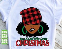 Just A Girl Who Loves Christmas Svg, Merry Christmas Svg, Christmas Black Woman Svg, African American Christmas Svg